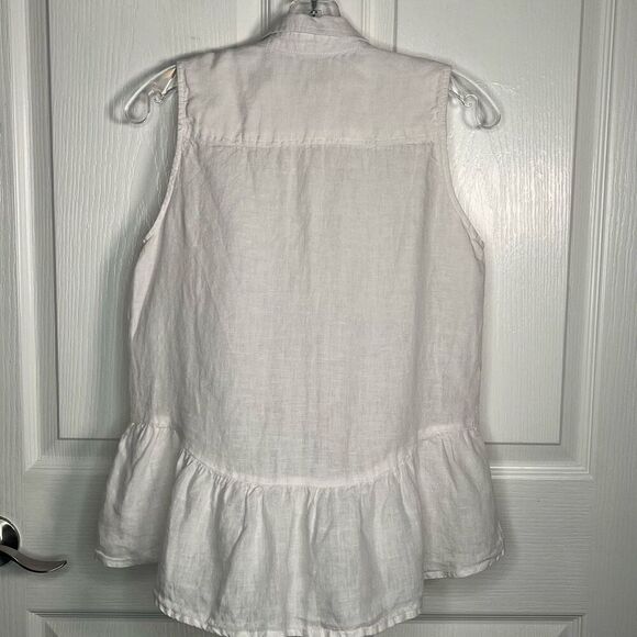 Catherine Maldonado Sz S Sleeveless Linen Blouse White - Picture 5 of 8